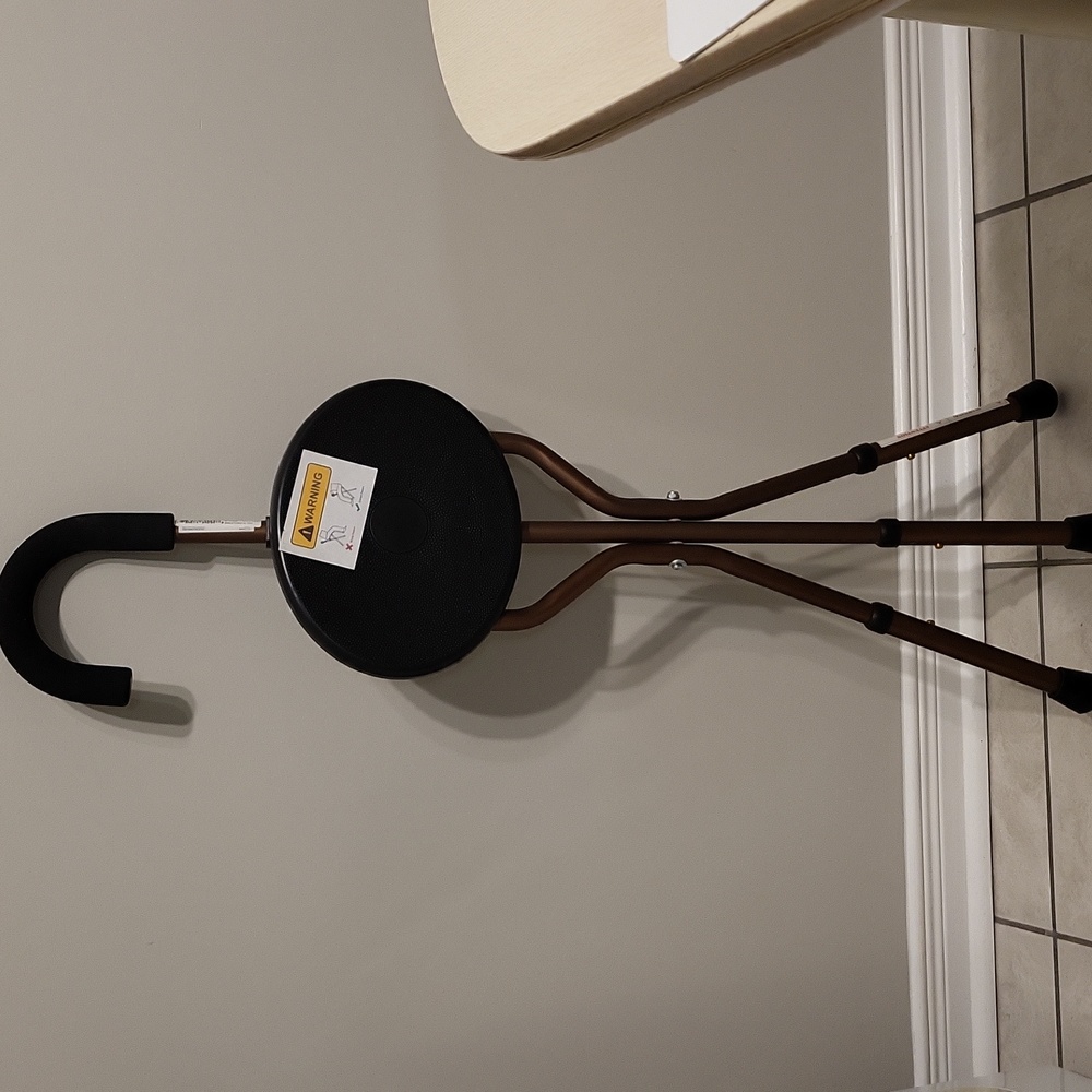 Folding Tripod Cane with Padded Handle - Black and Brown